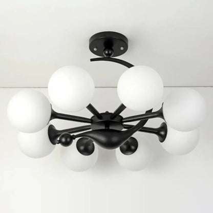 DecorBites™ DecorBites™ Modern Milk Glass Dining Room Ceiling Light - Spherical Semi Flush Mount Fixture