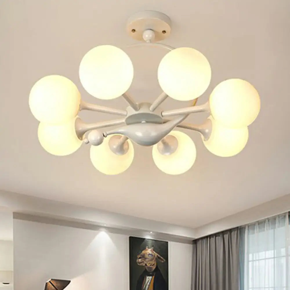 DecorBites™ DecorBites™ Modern Milk Glass Dining Room Ceiling Light - Spherical Semi Flush Mount Fixture