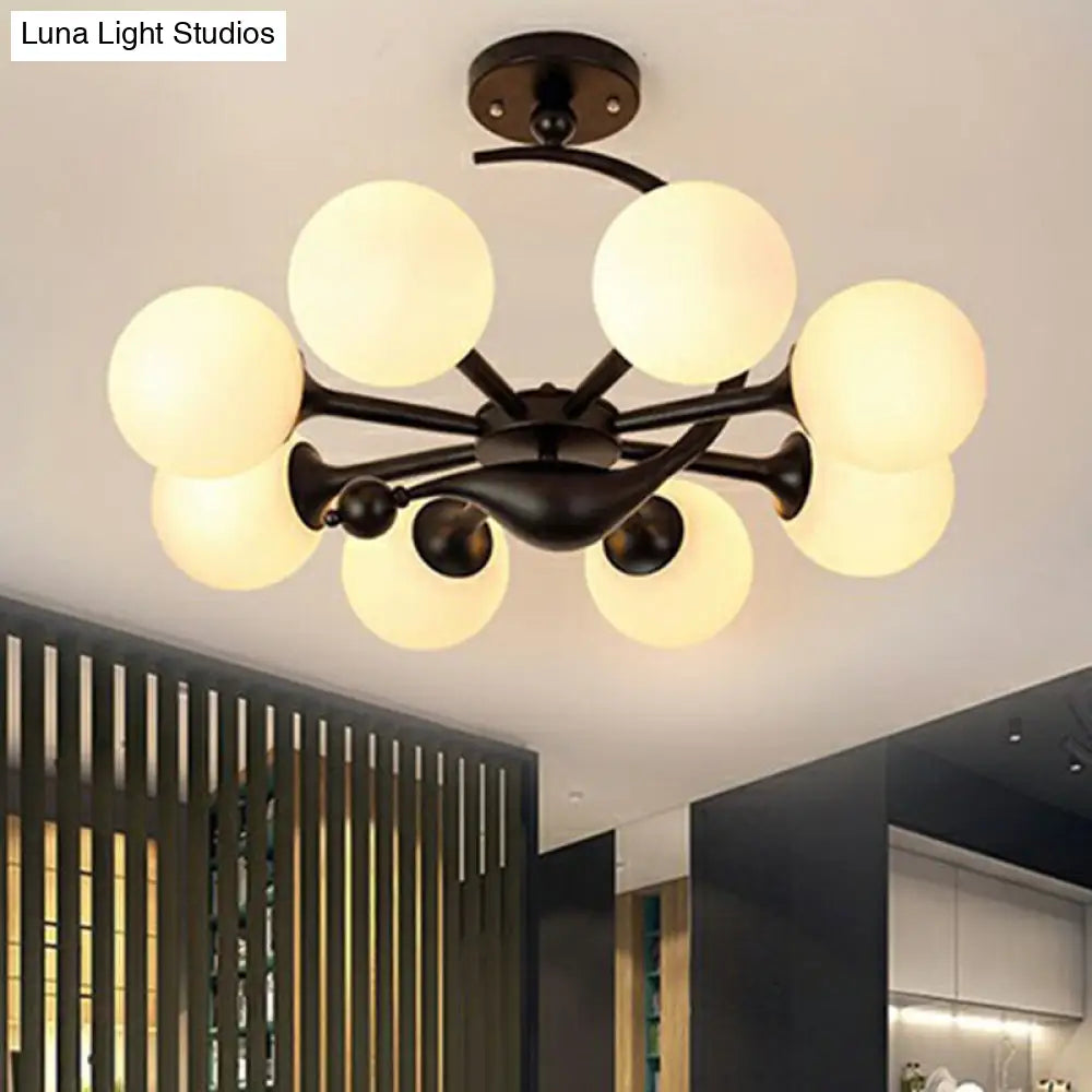 DecorBites™ DecorBites™ Modern Milk Glass Dining Room Ceiling Light - Spherical Semi Flush Mount Fixture
