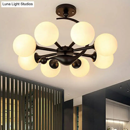 DecorBites™ DecorBites™ Modern Milk Glass Dining Room Ceiling Light - Spherical Semi Flush Mount Fixture