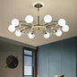 Modern Milk Glass Spherical Chandelier - Stylish Hanging Ceiling Lights for Living Room