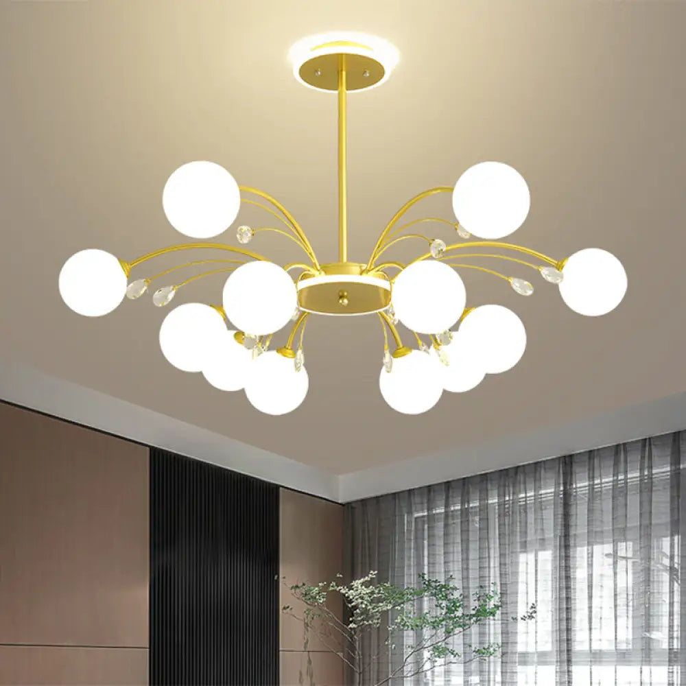 Modern Milk Glass Spherical Chandelier - Stylish Hanging Ceiling Lights for Living Room