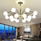 Modern Milk Glass Spherical Chandelier - Stylish Hanging Ceiling Lights for Living Room