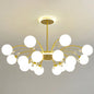 Modern Milk Glass Spherical Chandelier - Stylish Hanging Ceiling Lights for Living Room