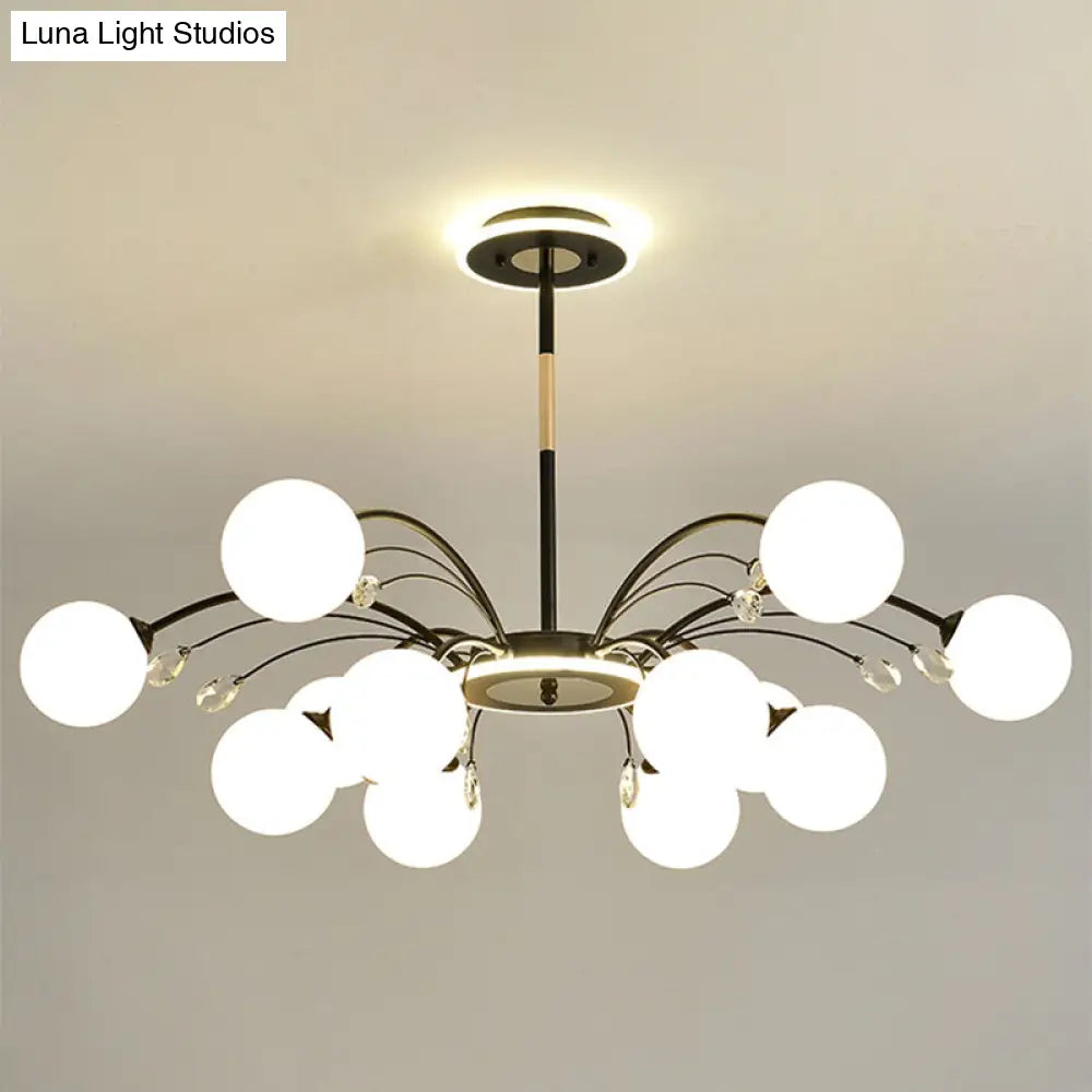 Modern Milk Glass Spherical Chandelier - Stylish Hanging Ceiling Lights for Living Room