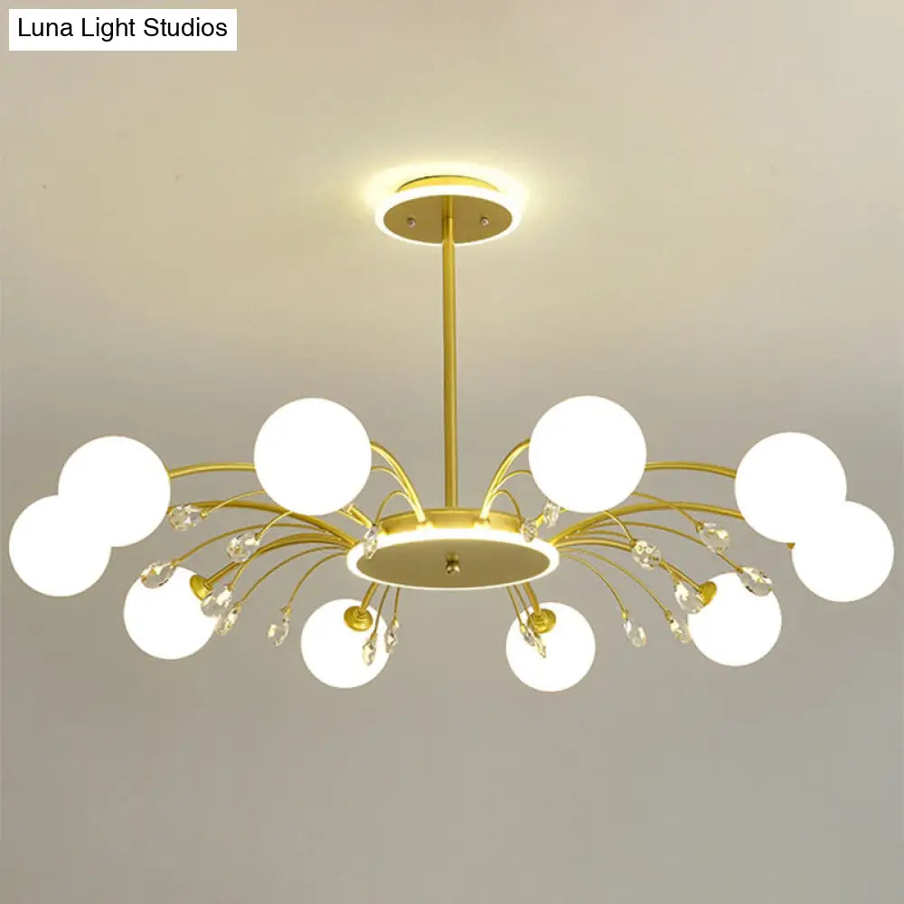 Modern Milk Glass Spherical Chandelier - Stylish Hanging Ceiling Lights for Living Room