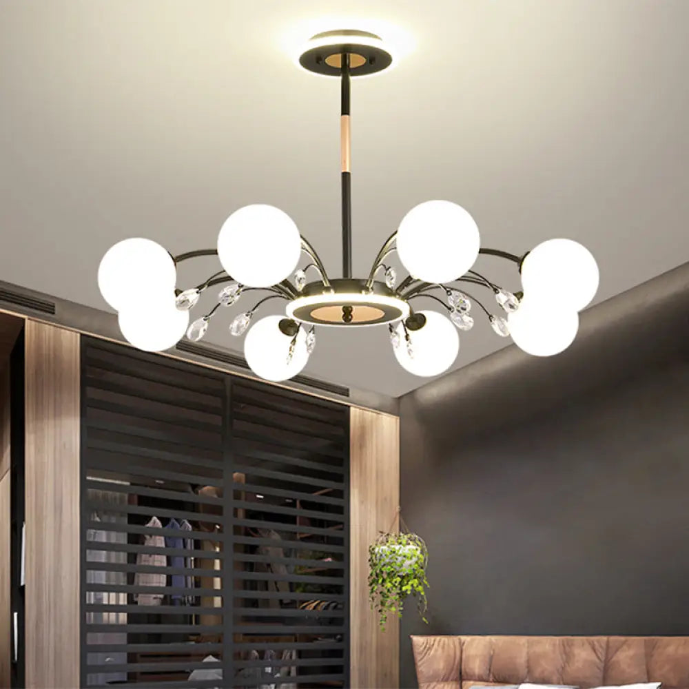 Modern Milk Glass Spherical Chandelier - Stylish Hanging Ceiling Lights for Living Room