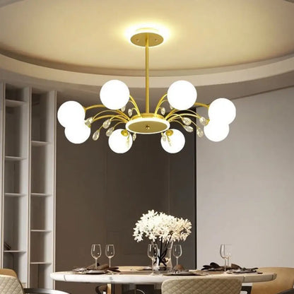 Modern Milk Glass Spherical Chandelier - Stylish Hanging Ceiling Lights for Living Room