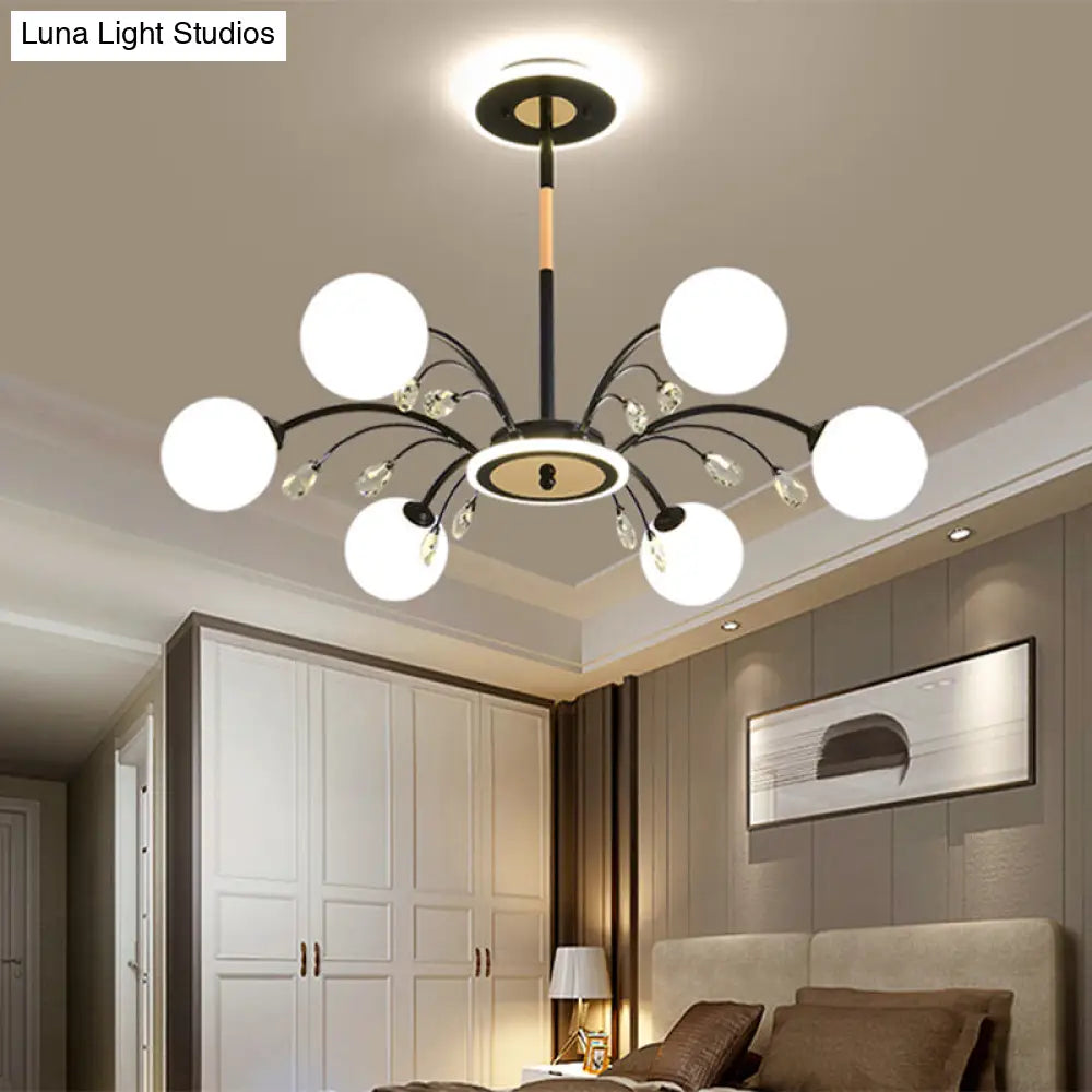 Modern Milk Glass Spherical Chandelier - Stylish Hanging Ceiling Lights for Living Room