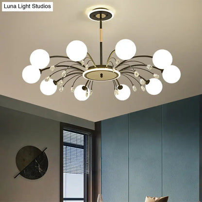 Modern Milk Glass Spherical Chandelier - Stylish Hanging Ceiling Lights for Living Room