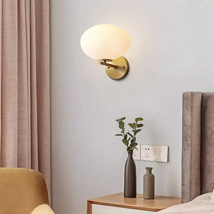 DecorBites™ DecorBites™ Modern Milk Glass Wall Sconce with Brass Finish