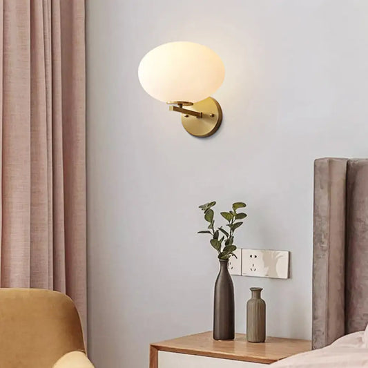 DecorBites™ DecorBites™ Modern Milk Glass Wall Sconce with Brass Finish