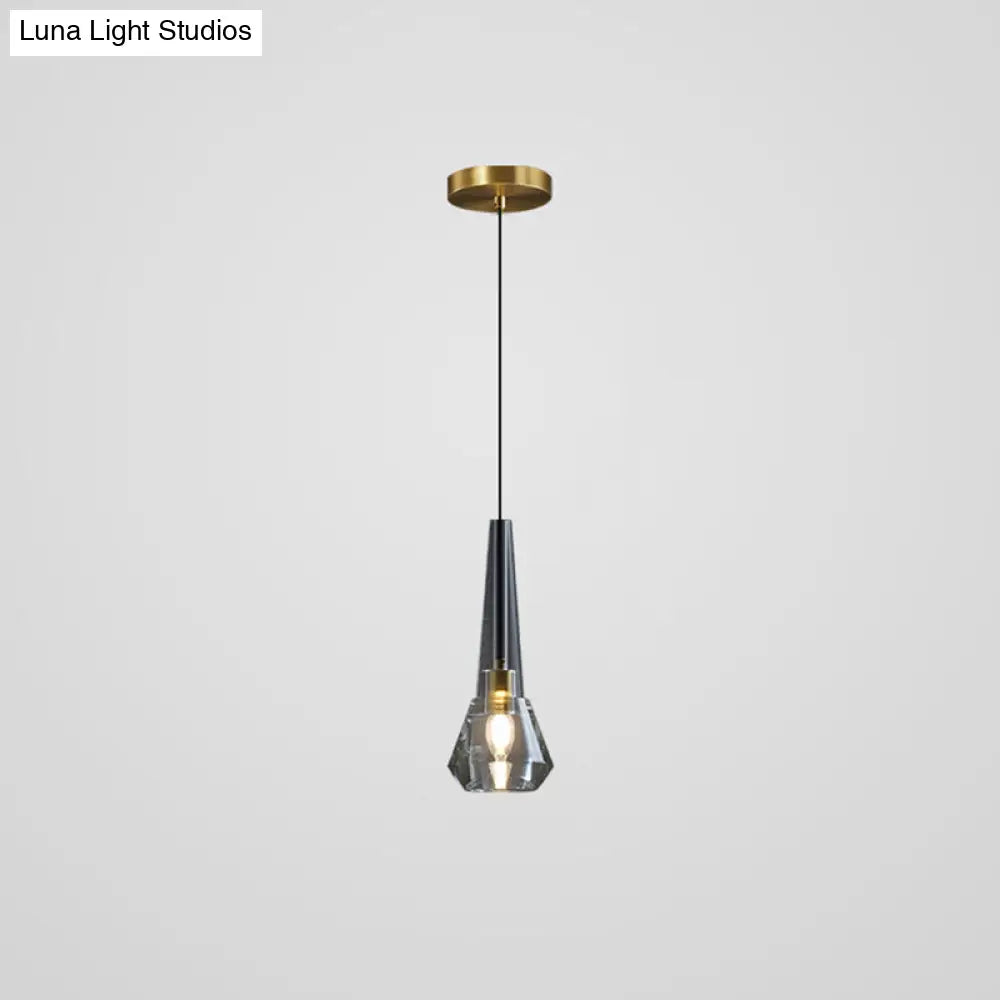 Modern Mini Crystal Pendant Light with Brass Finish for Living Room, Bar, and Coffee Shop Ceiling