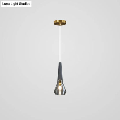 Modern Mini Crystal Pendant Light with Brass Finish for Living Room, Bar, and Coffee Shop Ceiling