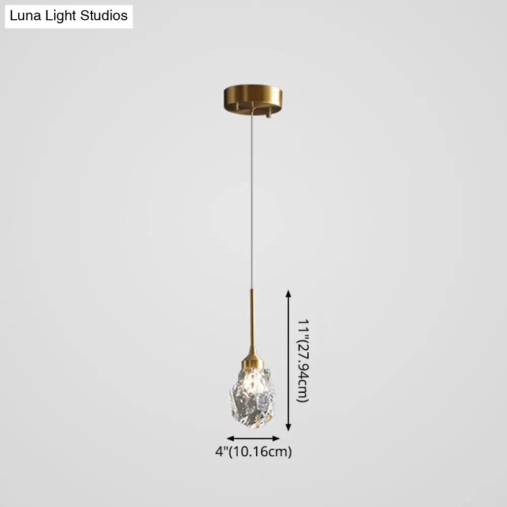 Modern Mini Crystal Pendant Light with Brass Finish for Living Room, Bar, and Coffee Shop Ceiling