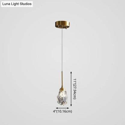 Modern Mini Crystal Pendant Light with Brass Finish for Living Room, Bar, and Coffee Shop Ceiling