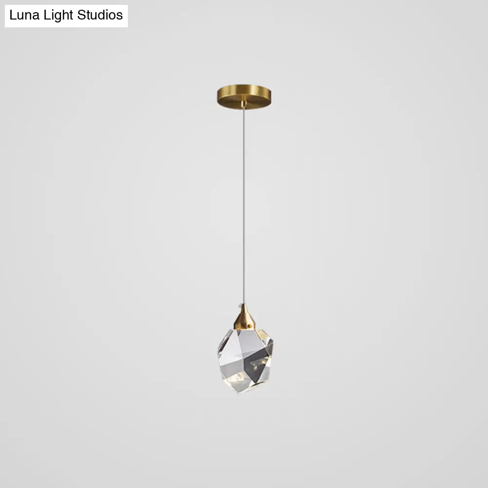 Modern Mini Crystal Pendant Light with Brass Finish for Living Room, Bar, and Coffee Shop Ceiling