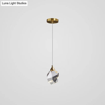 Modern Mini Crystal Pendant Light with Brass Finish for Living Room, Bar, and Coffee Shop Ceiling