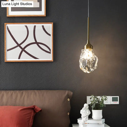 Modern Mini Crystal Pendant Light with Brass Finish for Living Room, Bar, and Coffee Shop Ceiling