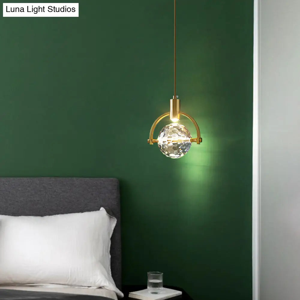 Modern Mini Crystal Pendant Light with Brass Finish for Living Room, Bar, and Coffee Shop Ceiling