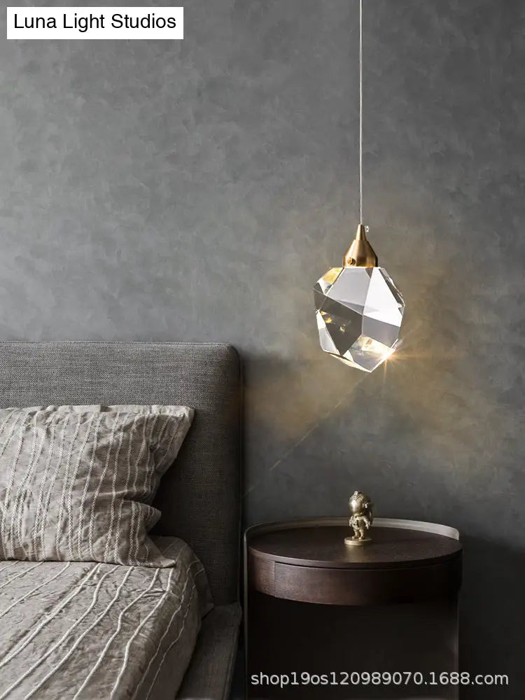 Modern Mini Crystal Pendant Light with Brass Finish for Living Room, Bar, and Coffee Shop Ceiling