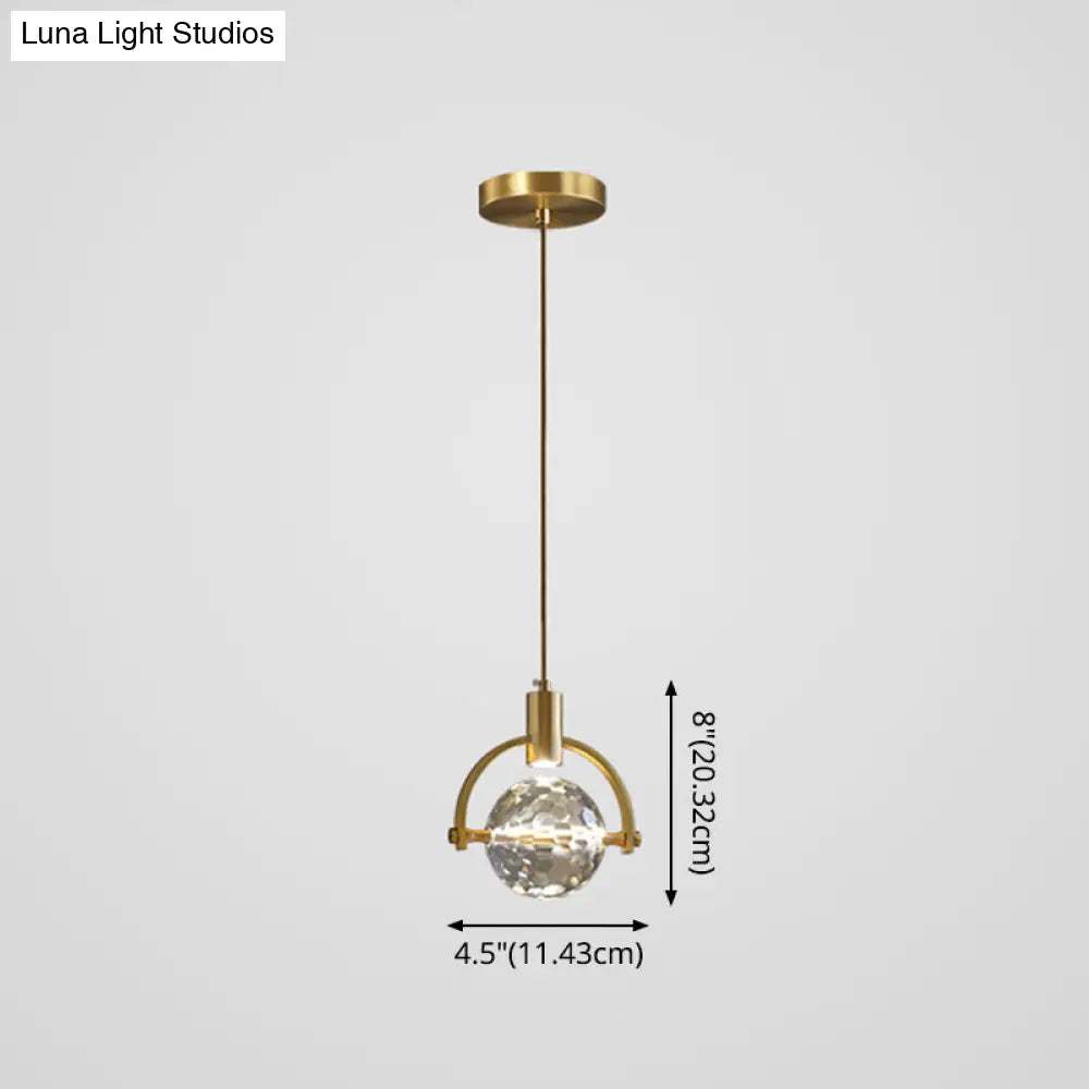 Modern Mini Crystal Pendant Light with Brass Finish for Living Room, Bar, and Coffee Shop Ceiling