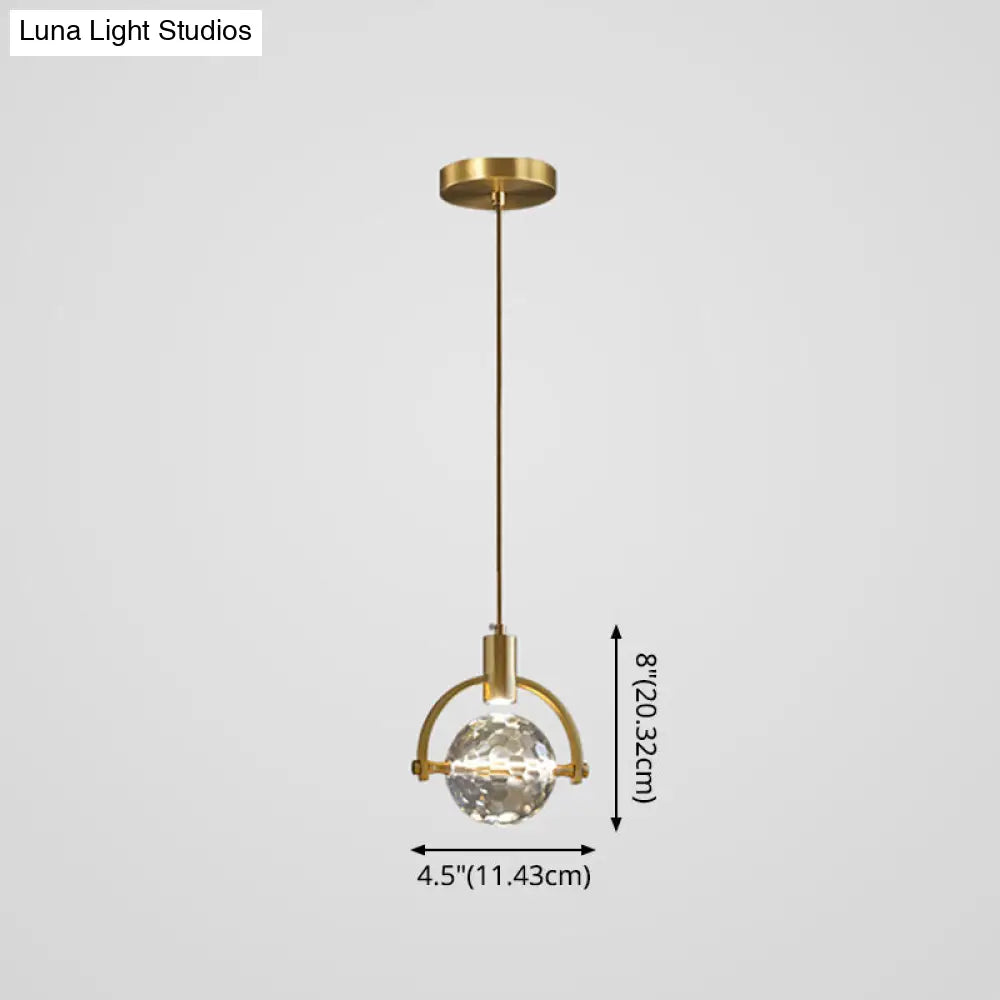 Modern Mini Crystal Pendant Light with Brass Finish for Living Room, Bar, and Coffee Shop Ceiling