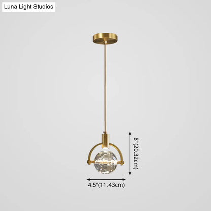 Modern Mini Crystal Pendant Light with Brass Finish for Living Room, Bar, and Coffee Shop Ceiling