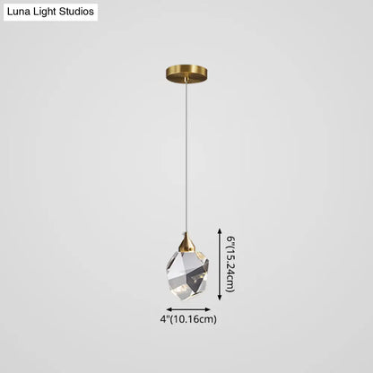 Modern Mini Crystal Pendant Light with Brass Finish for Living Room, Bar, and Coffee Shop Ceiling