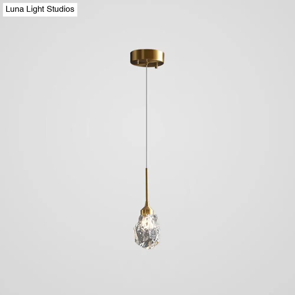 Modern Mini Crystal Pendant Light with Brass Finish for Living Room, Bar, and Coffee Shop Ceiling