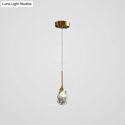 Modern Mini Crystal Pendant Light with Brass Finish for Living Room, Bar, and Coffee Shop Ceiling