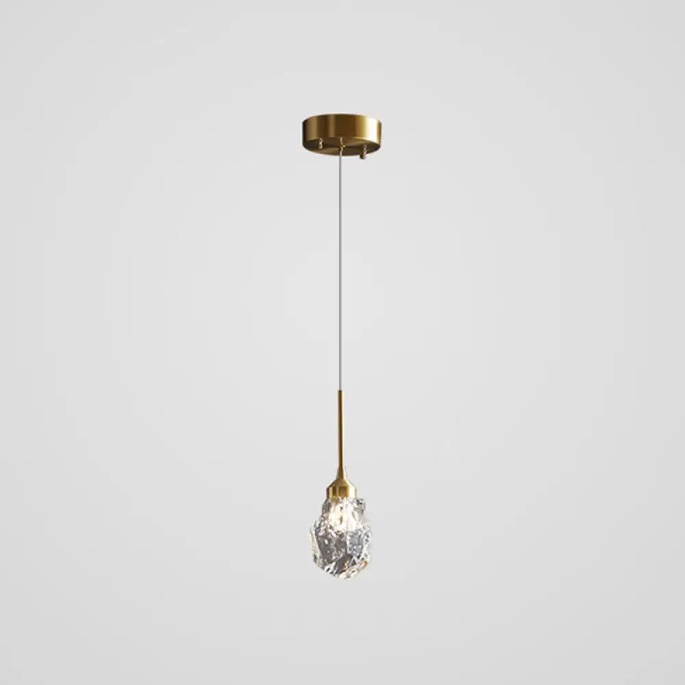 Modern Mini Crystal Pendant Light with Brass Finish for Living Room, Bar, and Coffee Shop Ceiling