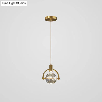 Modern Mini Crystal Pendant Light with Brass Finish for Living Room, Bar, and Coffee Shop Ceiling