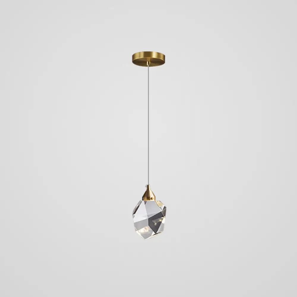 Modern Mini Crystal Pendant Light with Brass Finish for Living Room, Bar, and Coffee Shop Ceiling