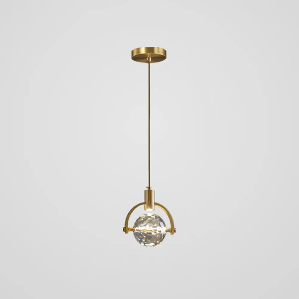 Modern Mini Crystal Pendant Light with Brass Finish for Living Room, Bar, and Coffee Shop Ceiling