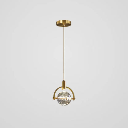 Modern Mini Crystal Pendant Light with Brass Finish for Living Room, Bar, and Coffee Shop Ceiling