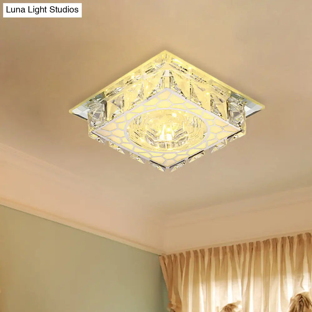 DecorBites™ DecorBites™ Modern Mini LED Ceiling Flush Mount Light with Clear Crystal for Hallway
