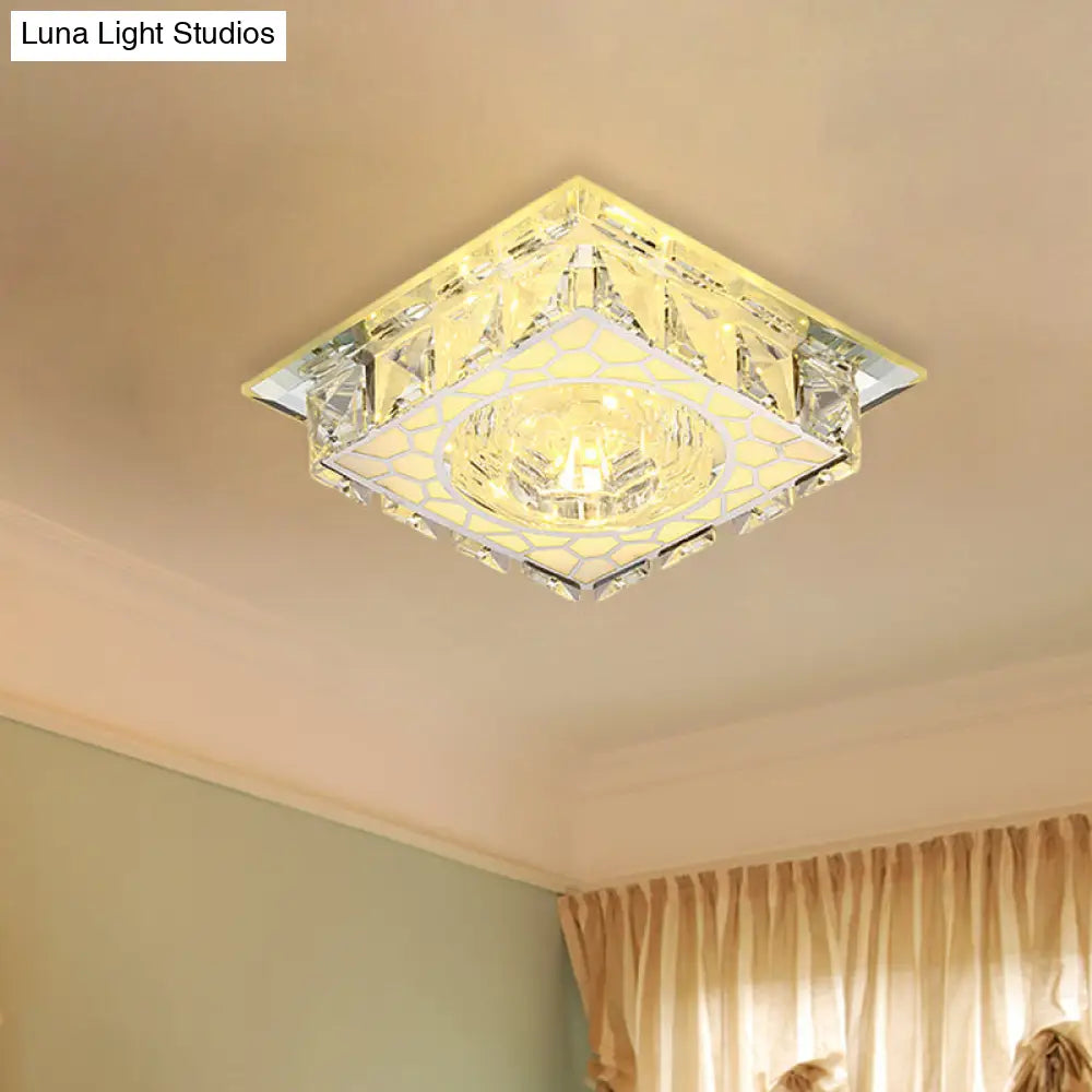 DecorBites™ DecorBites™ Modern Mini LED Ceiling Flush Mount Light with Clear Crystal for Hallway