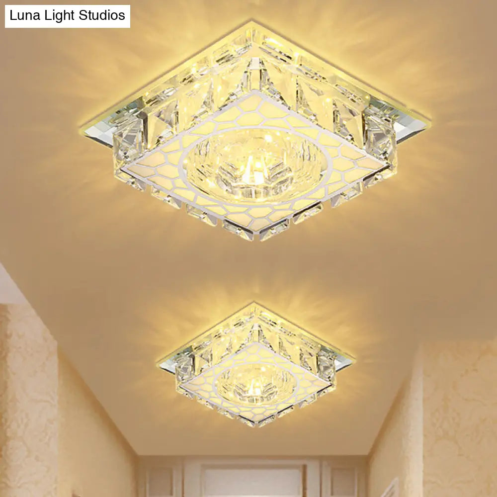 DecorBites™ DecorBites™ Modern Mini LED Ceiling Flush Mount Light with Clear Crystal for Hallway