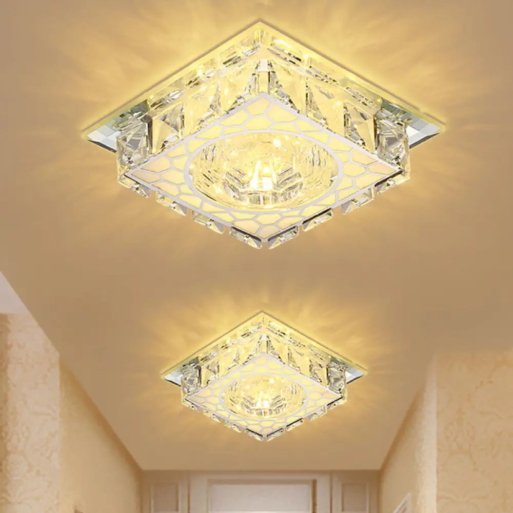 DecorBites™ DecorBites™ Modern Mini LED Ceiling Flush Mount Light with Clear Crystal for Hallway