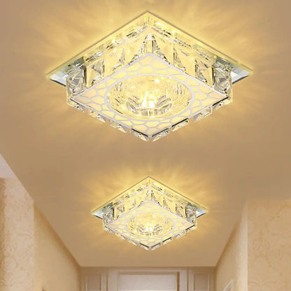 DecorBites™ DecorBites™ Modern Mini LED Ceiling Flush Mount Light with Clear Crystal for Hallway