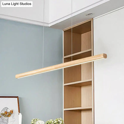 DecorBites woodwork island pendant light with sleek elongated wooden finish and integrated led for modern minimalism