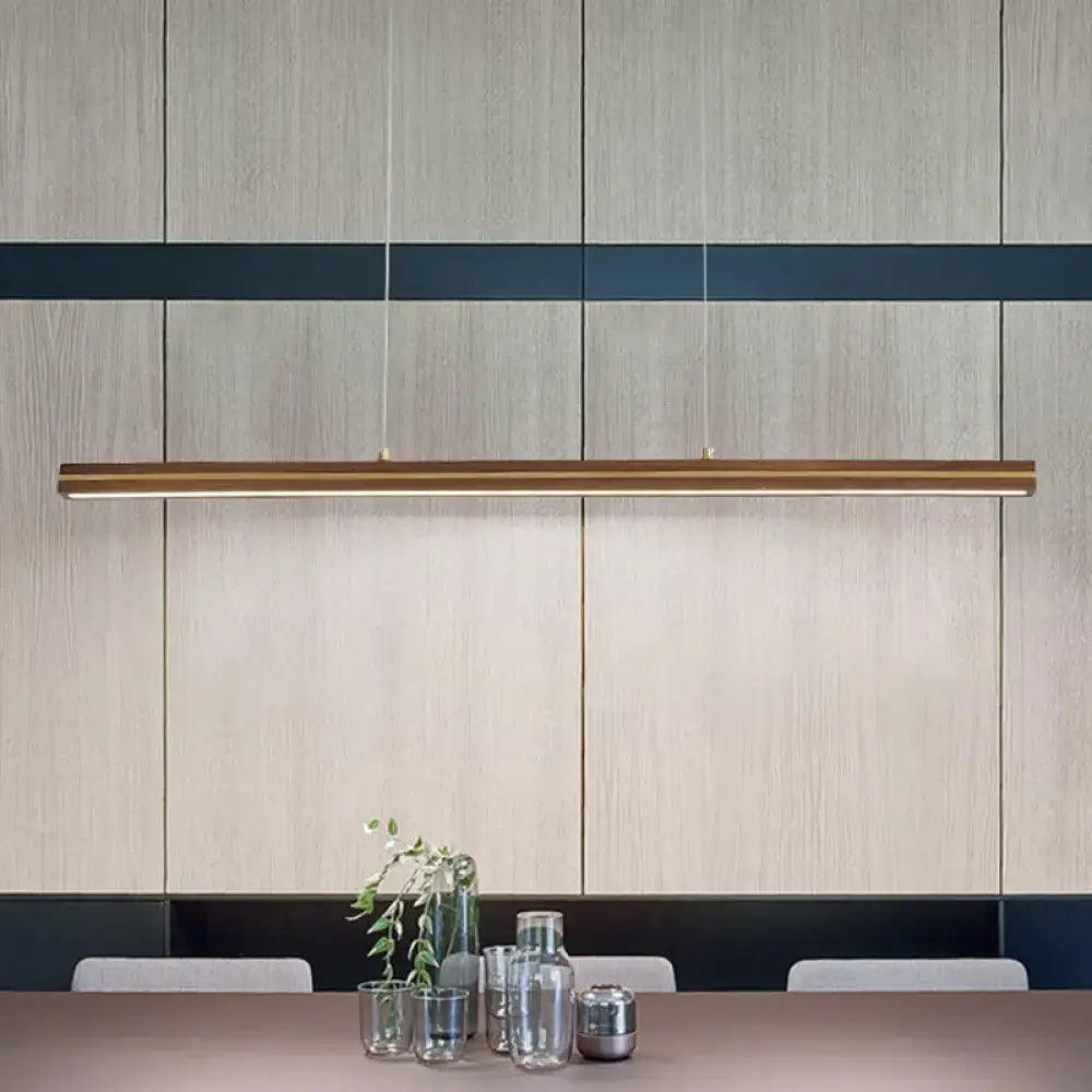 DecorBites™ woodwork island pendant light with sleek rectangular brass finish embodies modern minimalism for dining table