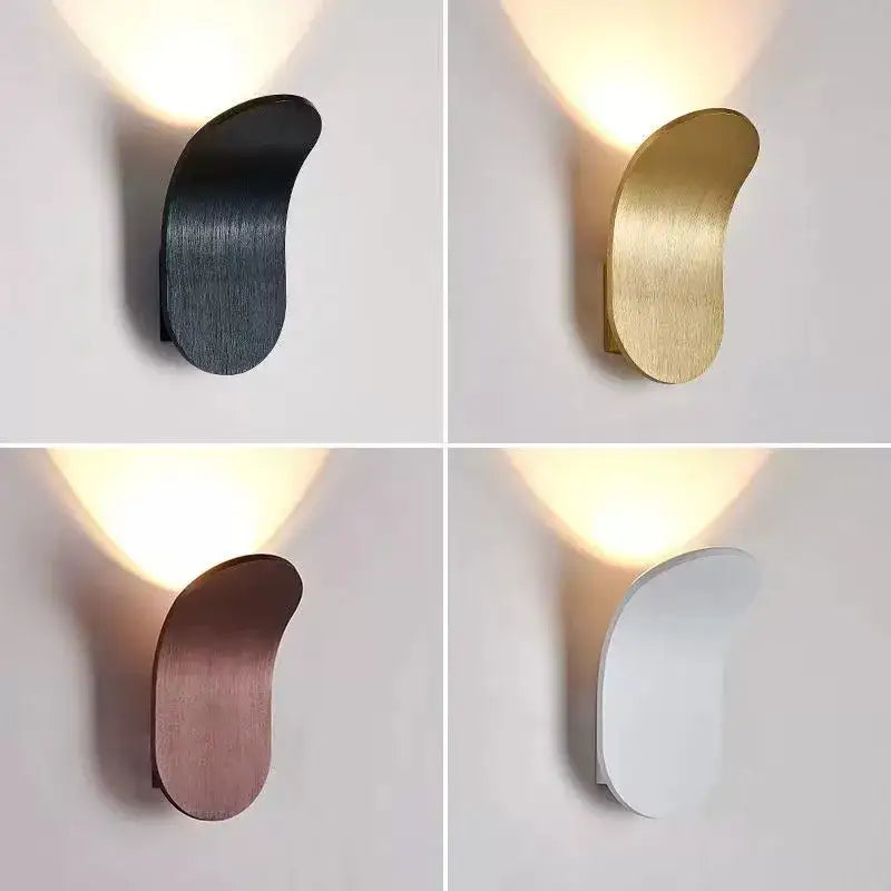Modern minimalist adjustable led wall light in black gold rose gold and white finishes for bedroom use