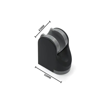 Black and gray plastic adjustable shower head holder with modern minimalist design for bathroom wall mount