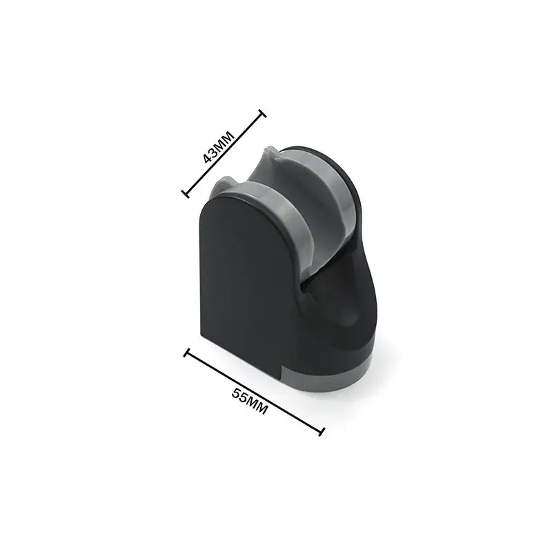 Black and gray plastic adjustable shower head holder with modern minimalist design for bathroom wall mount