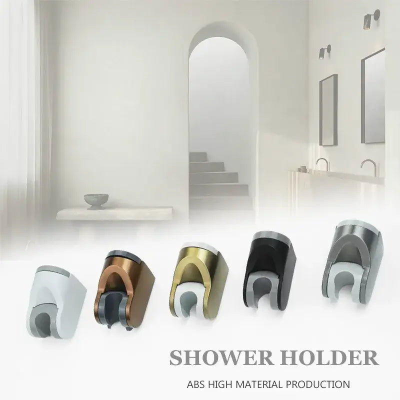 Modern minimalist adjustable shower head holder in matte and metallic finishes available in white bronze gold black and silver