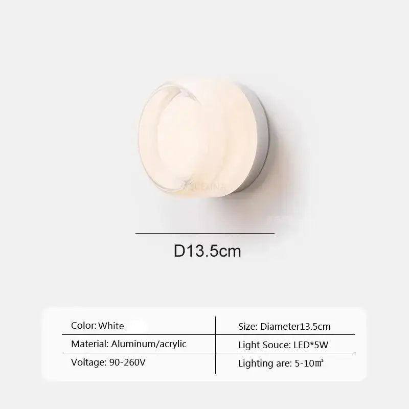 Modern minimalist amber and cream glass wall sconce with white led light featuring decorbites amber jelly design