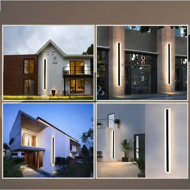 Modern minimalist black aluminum waterproof led wall lamp with sleek vertical design for outdoor use and courtyard lighting
