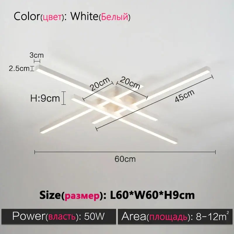 White modern minimalist ceiling lamp with intersecting rectangular bars for living room decorbites black chandelier led
